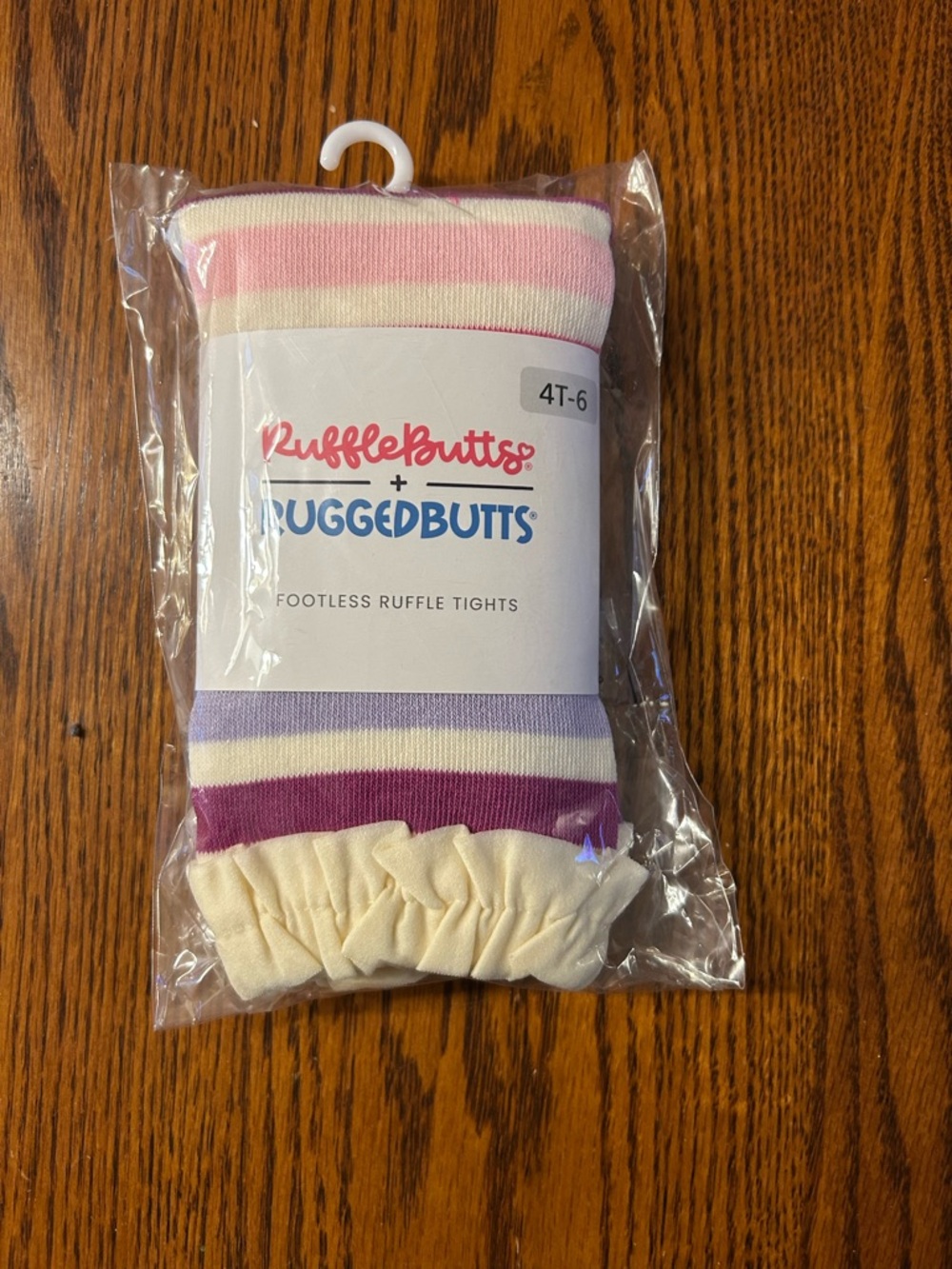 RuffleButts Footless Ruffle Cream Striped Tights - NWT